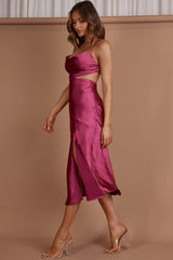 Midnight Muse Strappy Back Midi Dress Fuchsia