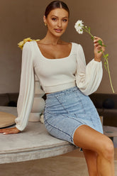 Love Like This Long Sleeve Open Back Crop Top White