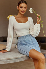 Love Like This Long Sleeve Open Back Crop Top White