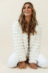 Montana Shaggy Faux Fur Jacket White