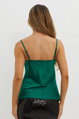 Tamera Cowl Neck Cami Top Green