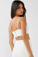 Next To You Pearl Trim Crop Top White