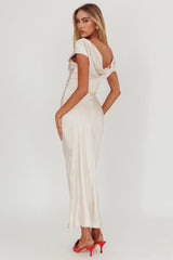 Loveland Cap Sleeve Cowl Back Midi Dress Champagne