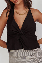 Zoriah Twist Bust Halterneck Top Black