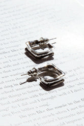 Maddox Small Square Hoop Earrings Silver