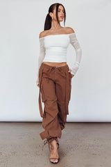 Ronda Off-Shoulder Sheer Sleeve Top White