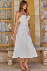 Under The Sun Tied Bust Midi Dress White
