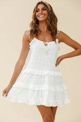 Sweet Surrender String-Tie Shoulder Dress White