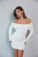 Zara Off The Shoulder Foldover Sweater Mini Dress