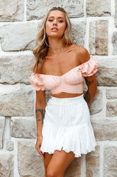 Linka Off-Shoulder Tie-Back Crop Top Peach