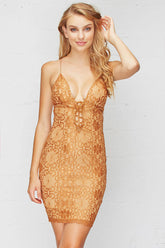 Adrianne Lace Bodycon Dress Tan