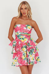 Like Me Tied Back Layered Mini Dress Citrus Pink