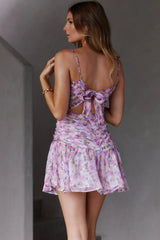 Stars Are Blind Flounce Hem Dress Floral Lilac