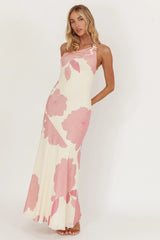 We Belong Together One-Shoulder Maxi Dress Floral Pink