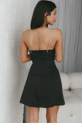 Insignia Twist Bust Diamante Mini Dress Black