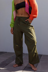 Starting Line Low Rise Wide Leg Pants Olive
