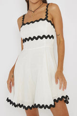 Won Me Over Ric Rac Trim Mini Dress White