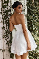 La Vie En Rose Strapless A-Line Mini Dress White