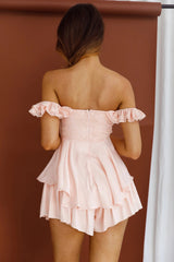Italia Off-Shoulder Lace Bodice Romper Blush