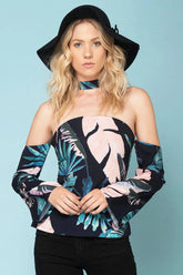 Lilyanna Floral Top Navy / Peach