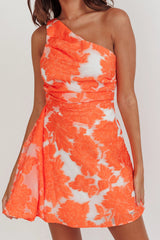 Inner Power One-Shoulder Mini Dress Orange
