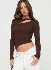 Ellara Long Sleeve Top Brown