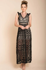 London Bohemian Glamour Maxi Dress Black