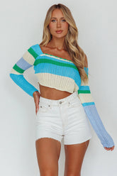 Zandra Long Sleeve Knit Top Blue Multi