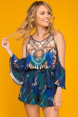 Kairi Dropped Shoulder Sleeve Romper Green