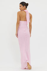 Topaz Skies Halterneck Ruffle Dress Pink