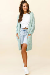 Johanna Long Sleeve Pocket Cardigan Mottled Green
