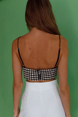 Miss Fine Heart Crop Top Houndstooth Black