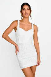 Kaden Sequin Embellished Mini Dress White