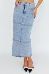 Thalia Pocket Midi Skirt Denim