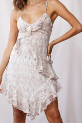 Kindred Ruffle-Trimmed V-Shaped Hem Dress Mocha