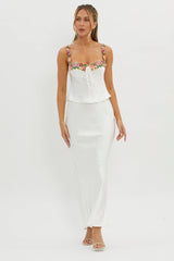 Rose Garden Floral Applique Cami Top White