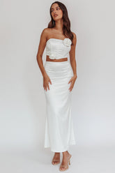Like A Dove Satin Maxi Skirt Oyster
