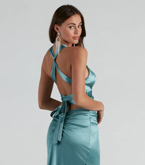 Sam Formal Satin Open Back Dress