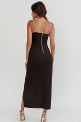 Outspoken Diamante Straps Midi Dress Black