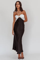Hassie Knot Bust Halter Midi Dress Black