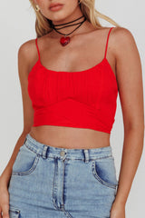 Linka Cami Strap Crop Top Red