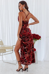 Personal Invitation Split Maxi Dress Floral Red
