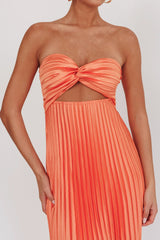 Wicked Games Strapless Pleated Maxi Dress Orange