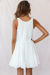Heather Round Neck Swing Dress White