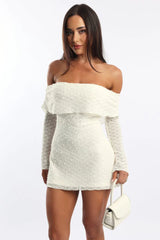 White Off Shoulder Dress Long Sleeve