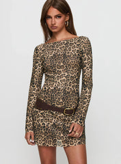 Lukea Long Sleeve Mini Dress Leopard