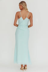 Lexxi Crossover Gathered Waist Maxi Dress Tiffany Blue