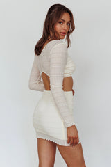 Taree Long Sleeve Shirred Crop Top Milk