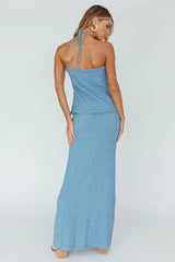 Kalei Textured Midi Skirt Blue