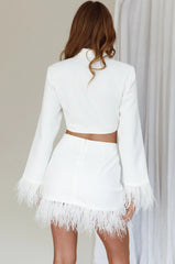 So In Love Feather Mini Skirt White